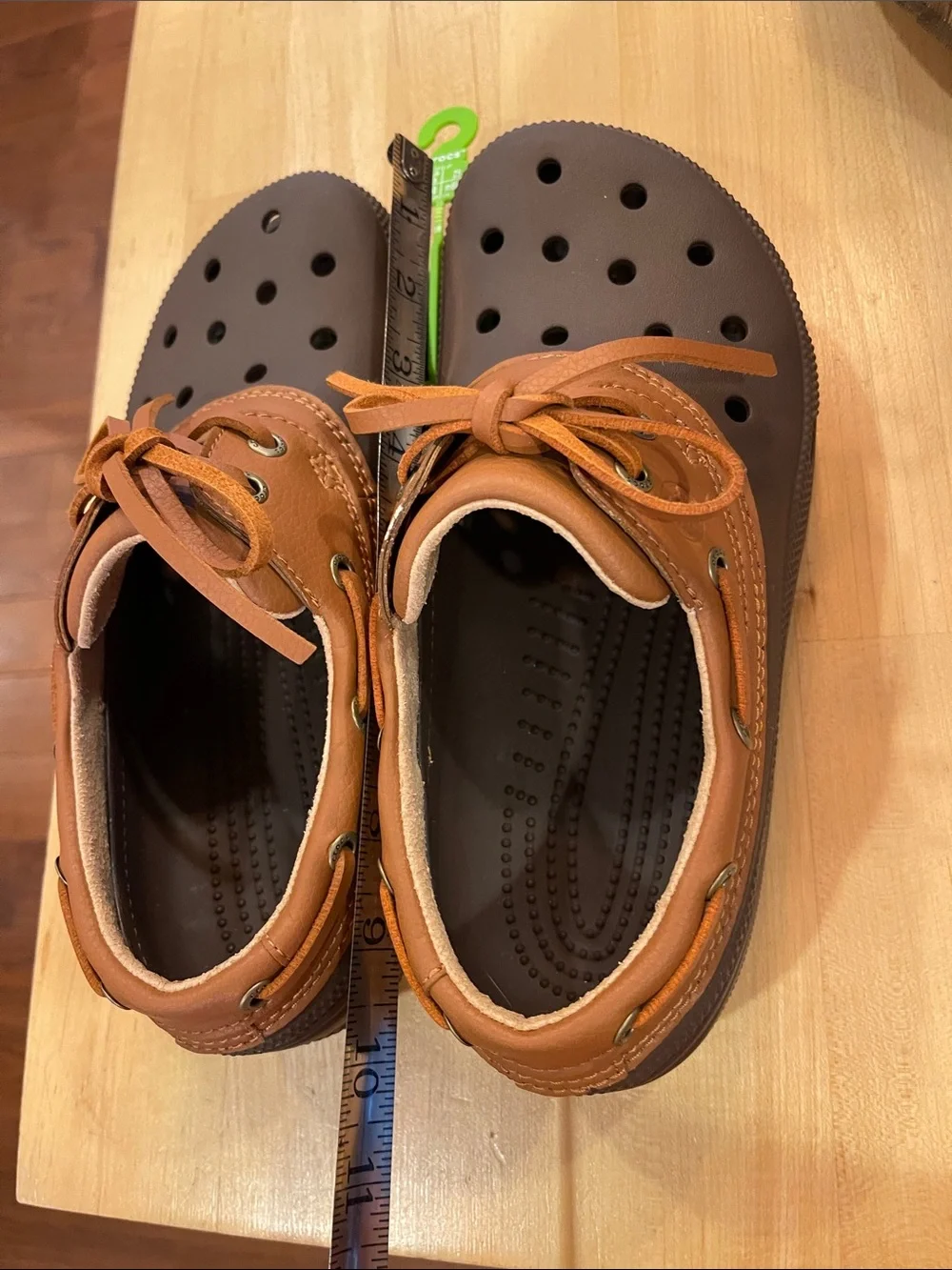 CROCS Brown and Tan Moccasin-Style Clogs WSz 7.5-9 depending on fit preference